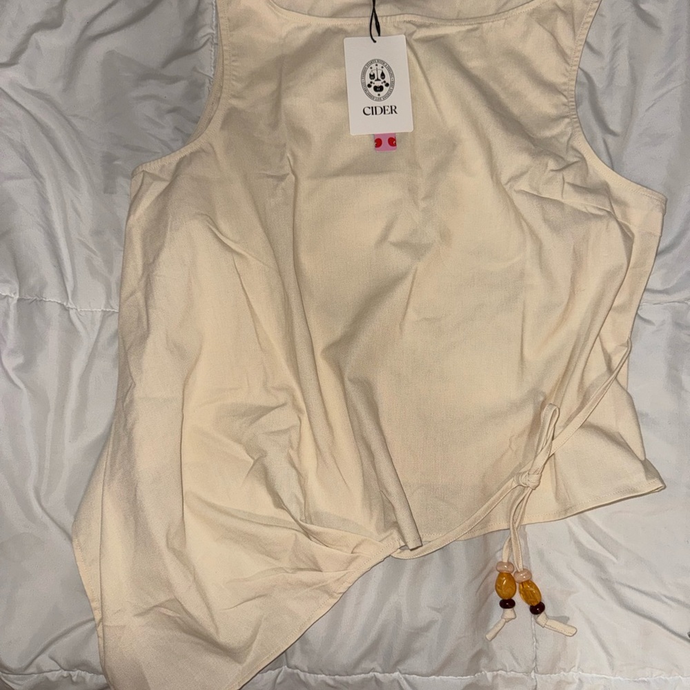 Cider Cream Asymmetrical Women's Blouse - Picture 2 of 4
